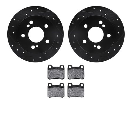DYNAMIC FRICTION CO 8302-63007, Rotors-Drilled and Slotted-Black with 3000 Series Ceramic Brake Pads, Zinc Coated 8302-63007